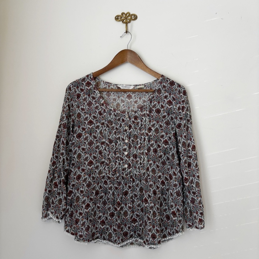 Denim & Supply Ralph Lauren Vintage Floral Cotton Peasant Top Small